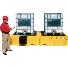 UltraTech - 535 Gal Sump Capacity, Polyethylene TWIN IBC Spill Pallet, Left Side Bucket - 61.6" Long x 22" Wide x 124-1/2" High, 8,000 Lb Capacity, 2 Totes, Includes 1 Left Side Bucket Shelf - A1 Tooling