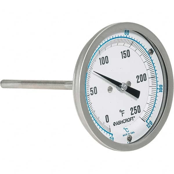 Ashcroft - 6" Stem, 0 to 250° F Bi-Metal Thermometer - A1 Tooling