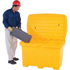 UltraTech - 15 Cu Ft, 350 Lb Load Capacity Yellow Polyethylene Tote Container - 48" Long x 31" Wide x 41.8" High, Lid Included - A1 Tooling