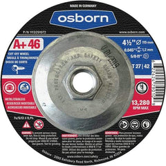 Osborn - 4-1/2" 60 Grit Aluminum Oxide Cutoff Wheel - 0.045" Thick, 5/8-11 Arbor, Use with Angle Grinders - A1 Tooling