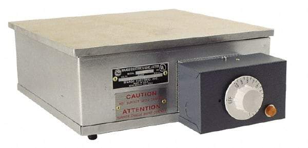 WAAGE - 12" Long x 12 Wide x 6" High, 230 Volt Hot Plate - 300 to 700°F, 1 Burner, 1600 Watt, 7 Amps - A1 Tooling