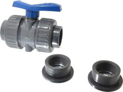 Simtech - 2" Pipe, Full Port, PVC True Union Design Ball Valve - Inline - Two Way Flow, FNPT x FNPT (with Socket Adapter) Ends, Tee Handle, 232 WOG - A1 Tooling