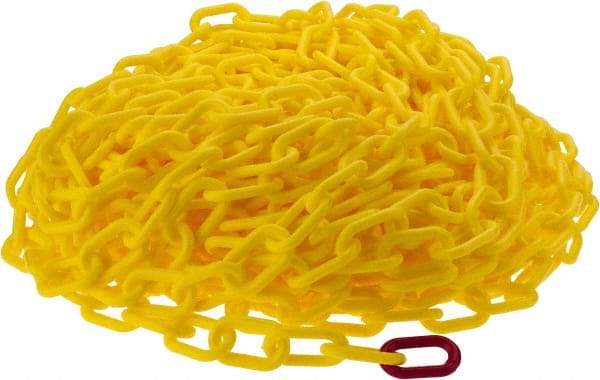 PRO-SAFE - 100' Long x 2" Wide Plastic Heavy-Duty Chain - Yellow - A1 Tooling