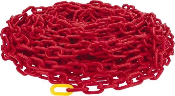 PRO-SAFE - 100' Long x 2" Wide Plastic Heavy-Duty Chain - Red - A1 Tooling