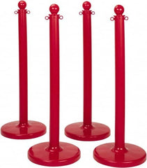 PRO-SAFE - 41" High, 3" Pole Diam, Warning Post - 16" Base Diam, Round Plastic Base, Red Plastic Post, For Outdoor Use - A1 Tooling