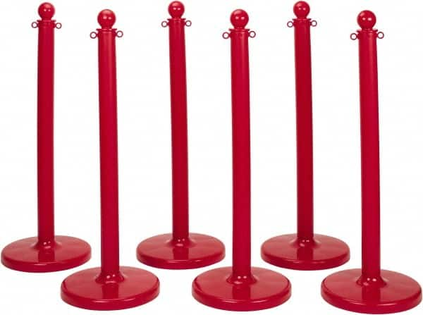 PRO-SAFE - 40" High, 2-1/2" Pole Diam, Warning Post - 14" Base Diam, Round Plastic Base, Red Plastic Post, For Outdoor Use - A1 Tooling