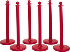 PRO-SAFE - 40" High, 2-1/2" Pole Diam, Warning Post - 14" Base Diam, Round Plastic Base, Red Plastic Post, For Outdoor Use - A1 Tooling