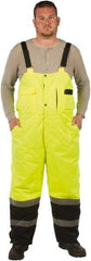 Utility Pro Wear - Size L, Black/Yellow, Snap, Cold Weather Bib Overall - Polyester, Teflon, 5 Pockets, Teflon Fabric Protector, Adjustable Straps, Zipper/Snap Bottom - A1 Tooling