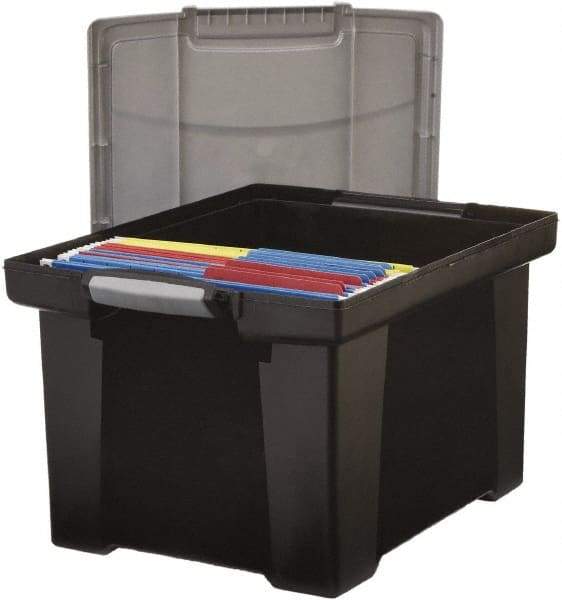 Storex - 1 Compartment, 18-1/2" Wide x 10-7/8" High x 14-1/4" Deep, Portable Storage Box - Plastic, Black/Silver - A1 Tooling