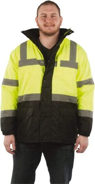 Utility Pro Wear - Size 3XL Cold Weather & High Visibility Parka - Yellow, Polyester & Teflon, Zipper, Snaps Closure - A1 Tooling