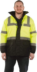 Utility Pro Wear - Size 2XL Cold Weather & High Visibility Parka - Yellow, Polyester & Teflon, Zipper, Snaps Closure - A1 Tooling