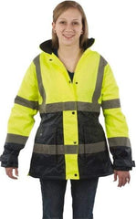 Utility Pro Wear - Size S Cold Weather & High Visibility Parka - Yellow, Polyester & Teflon, Zipper, Snaps Closure - A1 Tooling