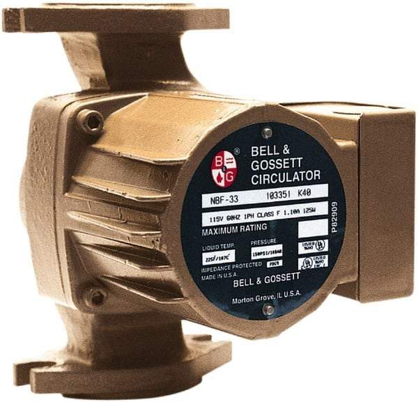 Bell & Gossett - .17 hp, 1 Phase, Bronze Housing, Noryl Impeller, Inline Circulator Pump - 115/230V Volt, 60 Hz Hz, 125 Max psi, 120V Motor - A1 Tooling