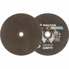 WALTER Surface Technologies - 9" 46 Grit Aluminum Oxide Cutoff Wheel - 3/32" Thick, 7/8" Arbor, 6,600 Max RPM, Use with Angle Grinders - A1 Tooling