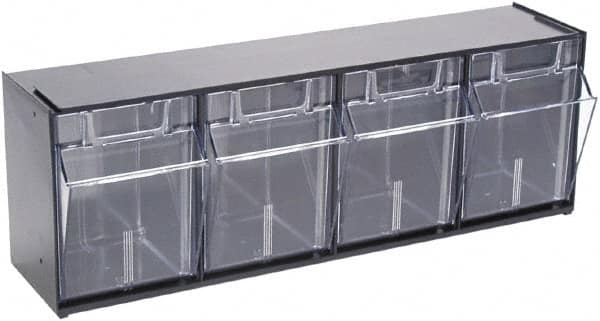 Deflect-o - 4 Compartment, 23-5/8 Inch Wide x 6-5/8 Inch Deep x 8-1/8 Inch High, Covered Modular - Plastic, Black and Clear - A1 Tooling