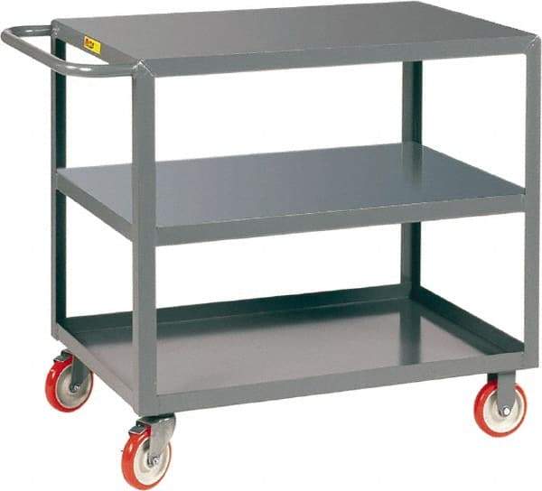 Little Giant - 1,200 Lb Capacity, 24" Wide x 48" Long x 35" High Service Cart - 3 Shelf, Steel, 2 Rigid/2 Swivel Casters - A1 Tooling