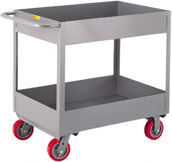 Little Giant - 1,200 Lb Capacity, 18" Wide x 30" Long x 35" High Deep Shelf Cart - 2 Shelf, Steel, 2 Rigid/2 Swivel Casters - A1 Tooling