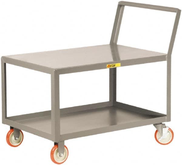 Little Giant - 1,200 Lb Capacity, 18" Wide x 24" Long x 35-3/4" High Standard Utility Cart - 2 Shelf, Steel, 2 Rigid/2 Swivel Casters - A1 Tooling