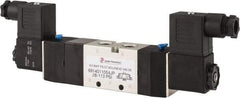 PRO-SOURCE - 1/4", 5/3 Way Double Stacking Solenoid Valve - 110 VAC, 0.76 CV Rate, 2.6" High x 8-1/2" Long - A1 Tooling