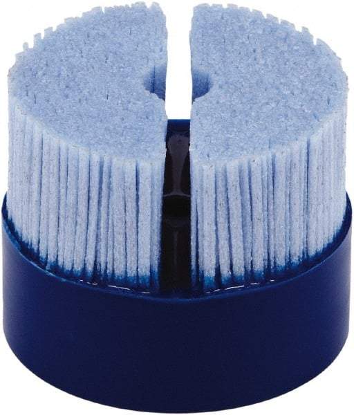 Tanis - 2" 120 Grit Ceramic Crimped Disc Brush - Drive Arbor Connector, 1-1/4" Trim Length, 3/8" Arbor Hole - A1 Tooling