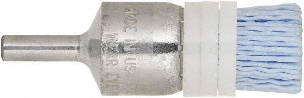 Tanis - 180 Grit, 1" Brush Diam, Crimped, End Brush - 1/4" Diam Steel Shank, 10,000 Max RPM - A1 Tooling