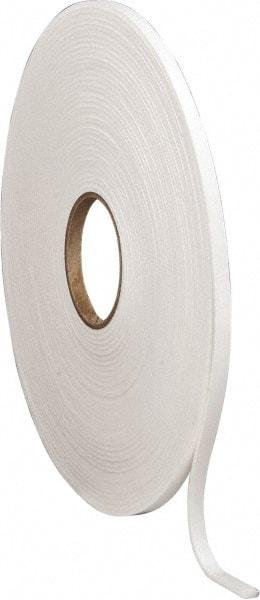 Made in USA - 1/8" Thick x 3/8" Wide x 75' Long White Closed Cell Polyethylene Foam Rubber Roll - Stock Length, Adhesive Back, 2 Lb/Cu Ft Density, -20°F to 170°F - A1 Tooling