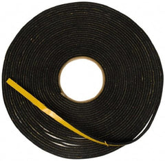 Made in USA - 7/16" Thick x 3/8" Wide x 25' Long Black Open Cell Natural Foam Rubber Roll - Stock Length, Adhesive Back, 24 to 30 Lb/Cu Ft Density, -20°F to 160°F - A1 Tooling