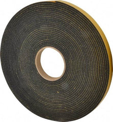 Made in USA - 5/32" Thick x 3/4" Wide x 50' Long Black Open Cell Natural Foam Rubber Roll - Stock Length, Adhesive Back, 24 to 30 Lb/Cu Ft Density, -20°F to 160°F - A1 Tooling