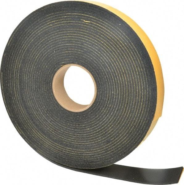 Made in USA - 5/32" Thick x 1-1/2" Wide x 50' Long Black Open Cell Natural Foam Rubber Roll - Stock Length, Adhesive Back, 24 to 30 Lb/Cu Ft Density, -20°F to 160°F - A1 Tooling