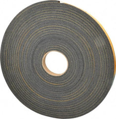 Made in USA - 1/4" Thick x 3/4" Wide x 50' Long Black Open Cell Natural Foam Rubber Roll - Stock Length, Adhesive Back, 24 to 30 Lb/Cu Ft Density, -20°F to 160°F - A1 Tooling