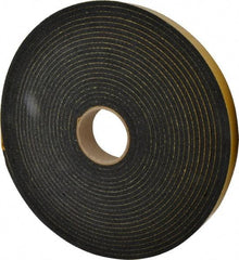 Made in USA - 1/4" Thick x 1-1/2" Wide x 50' Long Black Open Cell Natural Foam Rubber Roll - Stock Length, Adhesive Back, 24 to 30 Lb/Cu Ft Density, -20°F to 160°F - A1 Tooling