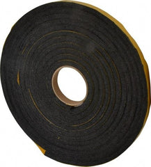 Made in USA - 7/16" Thick x 5/8" Wide x 25' Long Black Open Cell Natural Foam Rubber Roll - Stock Length, Adhesive Back, 24 to 30 Lb/Cu Ft Density, -20°F to 160°F - A1 Tooling