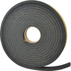 Made in USA - 7/16" Thick x 1" Wide x 25' Long Black Open Cell Natural Foam Rubber Roll - Stock Length, Adhesive Back, 24 to 30 Lb/Cu Ft Density, -20°F to 160°F - A1 Tooling