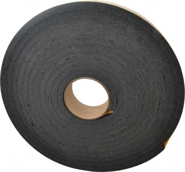 Made in USA - 7/16" Thick x 2" Wide x 25' Long Black Open Cell Natural Foam Rubber Roll - Stock Length, Adhesive Back, 24 to 30 Lb/Cu Ft Density, -20°F to 160°F - A1 Tooling