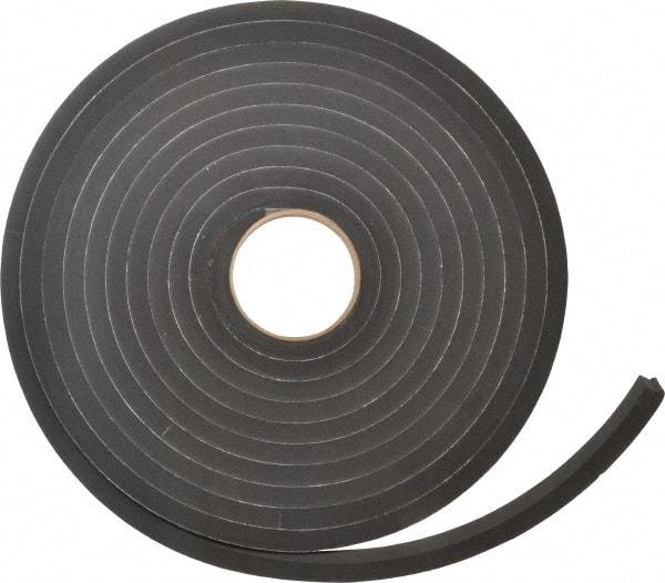 Made in USA - 1/2" Thick x 3/4" Wide x 25' Long Black Closed Cell Neoprene-Blend Spring Rubber Roll - Stock Length, Adhesive Back, 8 to 11 Lb/Cu Ft Density, -40°F to 158°F - A1 Tooling