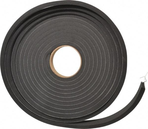 Made in USA - 3/8" Thick x 1" Wide x 25' Long Black Closed Cell Neoprene-Blend Spring Rubber Roll - Stock Length, Adhesive Back, 8 to 11 Lb/Cu Ft Density, -40°F to 158°F - A1 Tooling