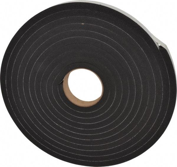 Made in USA - 1/2" Thick x 1" Wide x 25' Long Black Closed Cell Neoprene-Blend Spring Rubber Roll - Stock Length, Adhesive Back, 8 to 11 Lb/Cu Ft Density, -40°F to 158°F - A1 Tooling