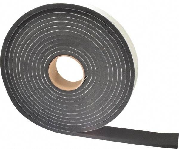 Made in USA - 3/8" Thick x 2" Wide x 25' Long Black Closed Cell Neoprene-Blend Spring Rubber Roll - Stock Length, Adhesive Back, 8 to 11 Lb/Cu Ft Density, -40°F to 158°F - A1 Tooling