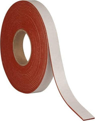 Made in USA - 3/16" Thick x 3/4" Wide x 20' Long Tan-Orange Closed Cell Silicone Foam Rubber Roll - Stock Length, Adhesive Back, 33 Lb/Cu Ft Density, -100°F to 500°F - A1 Tooling