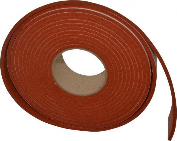 Made in USA - 3/16" Thick x 2" Wide x 20' Long Tan-Orange Closed Cell Silicone Foam Rubber Roll - Stock Length, Adhesive Back, 33 Lb/Cu Ft Density, -100°F to 500°F - A1 Tooling