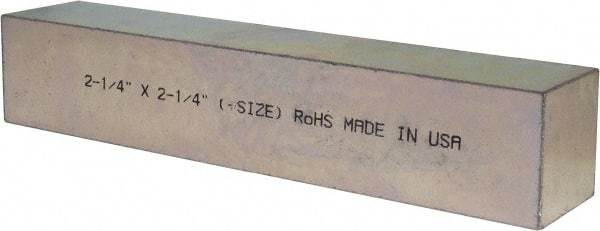 Made in USA - 12" Long x 2-1/4" High x 2-1/4" Wide, Zinc-Plated Oversized Key Stock - C1018 Steel - A1 Tooling