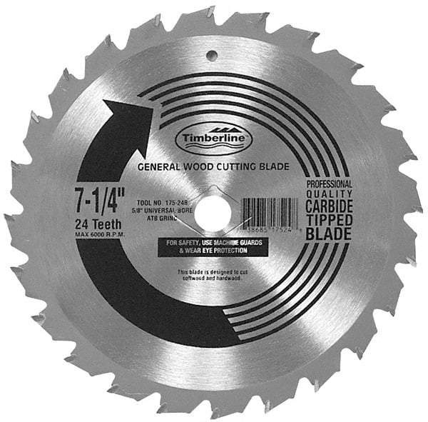 Amana Tool - 7-1/4" Diam, 5/8" Arbor Hole Diam, 24 Tooth Wet & Dry Cut Saw Blade - Carbide-Tipped, Combination Action, Diamond Arbor - A1 Tooling