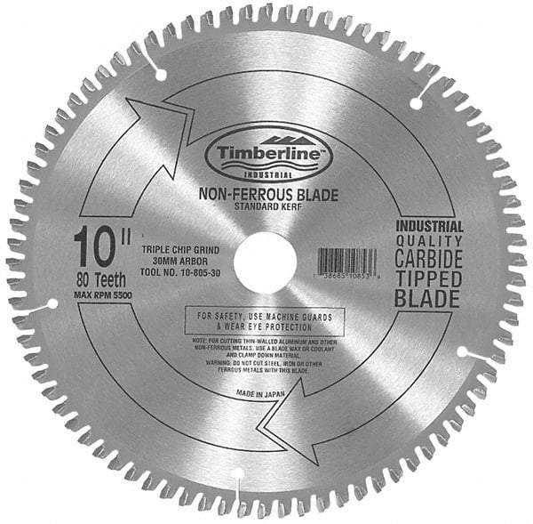 Amana Tool - 10" Diam, 5/8" Arbor Hole Diam, 60 Tooth Wet & Dry Cut Saw Blade - Carbide-Tipped, Chip Free Action, Standard Round Arbor - A1 Tooling