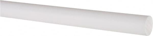 Made in USA - 4' Long, 5/8" Diam, PTFE (Virgin) Plastic Rod - White - A1 Tooling