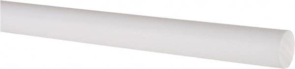 Made in USA - 5' Long, 5/8" Diam, PTFE (Virgin) Plastic Rod - White - A1 Tooling