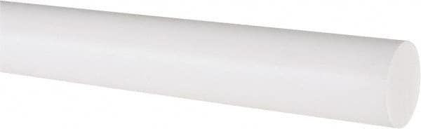 Made in USA - 3' Long, 1" Diam, PTFE (Virgin) Plastic Rod - White - A1 Tooling