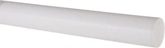 Made in USA - 4' Long, 1-1/4" Diam, PTFE (Virgin) Plastic Rod - White - A1 Tooling