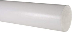 Made in USA - 3' Long, 2-1/2" Diam, PTFE (Virgin) Plastic Rod - White - A1 Tooling