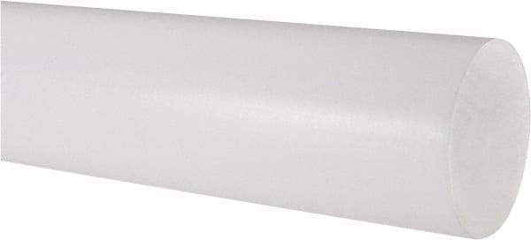 Made in USA - 4' Long, 2-1/2" Diam, PTFE (Virgin) Plastic Rod - White - A1 Tooling