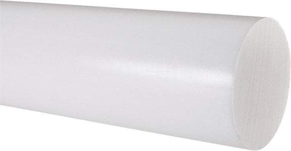 Made in USA - 2' Long, 3" Diam, PTFE (Virgin) Plastic Rod - White - A1 Tooling